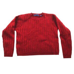 Karen Scott Womens Sweater Medium Crew Neck Pullover Cable Knit Cozy Red Casual